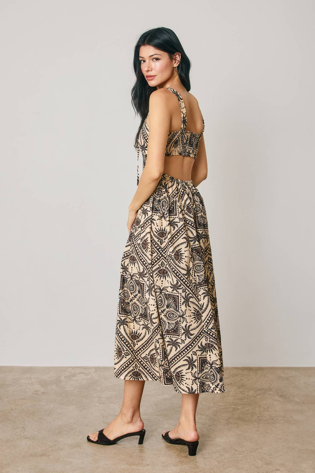 Florence Scarf Ruched Cutout Midi Dress