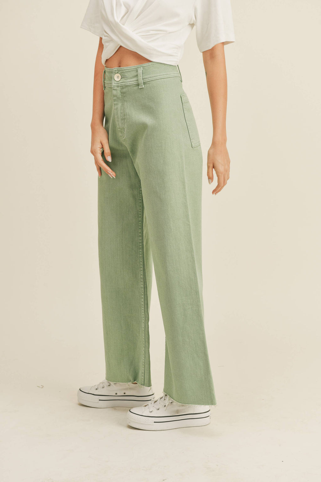 STRAIGHT WIDE LEG DENIM PANTS