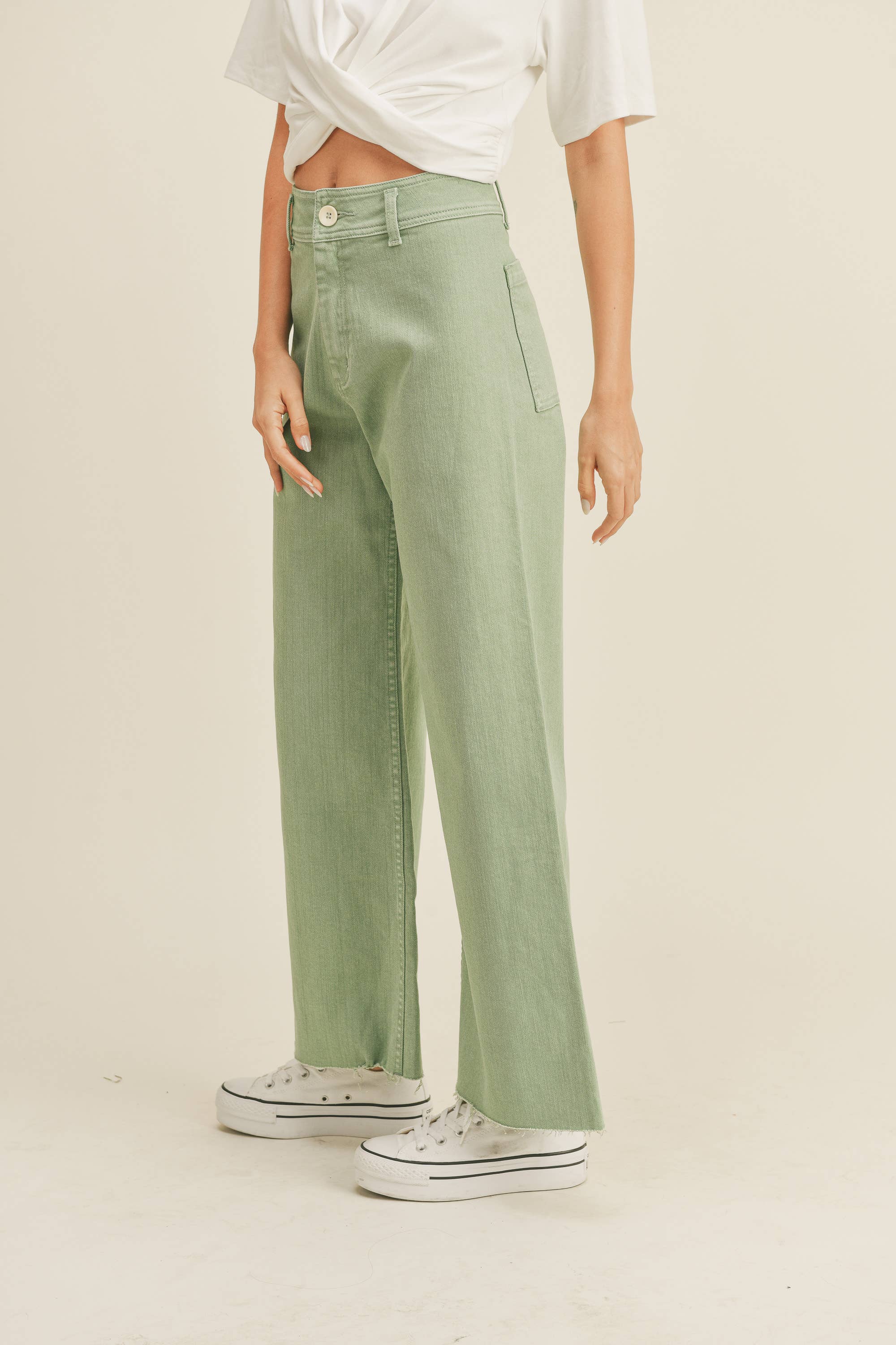 STRAIGHT WIDE LEG DENIM PANTS