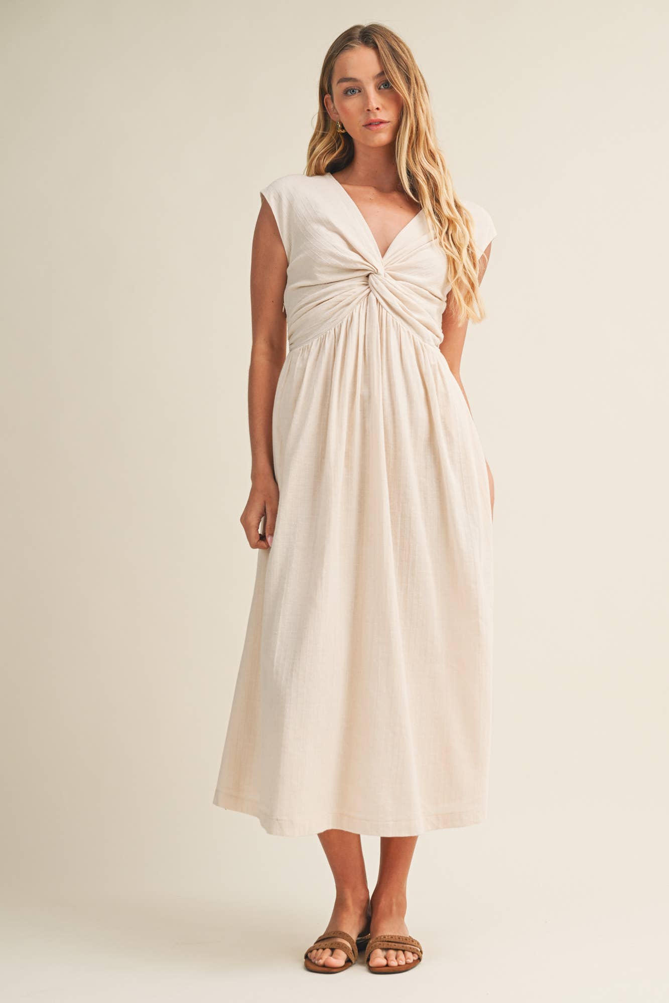 Twist-front flared dress