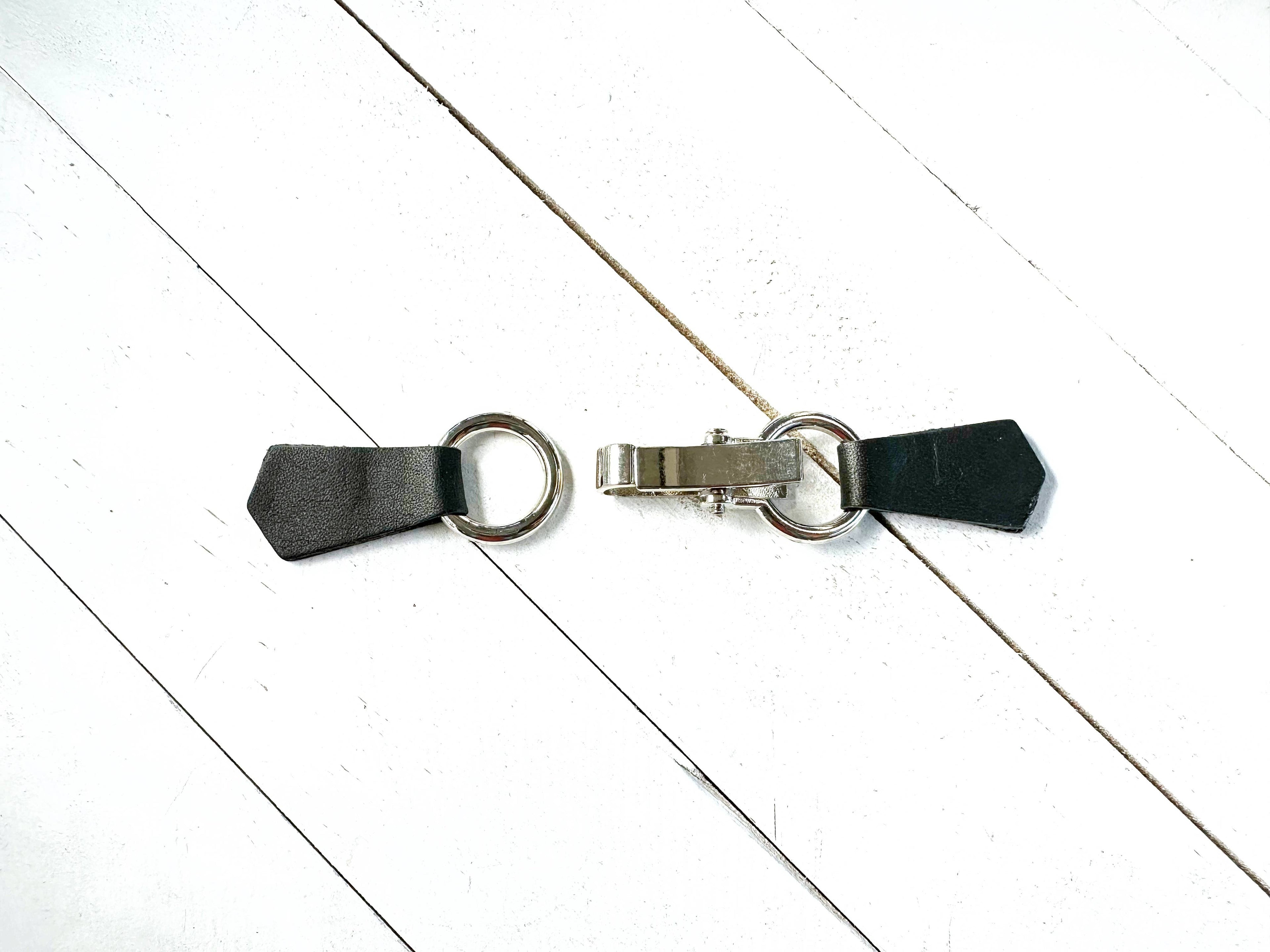 Silver Buckle & Black Leather Cinch Clip for Dress, Cardigan