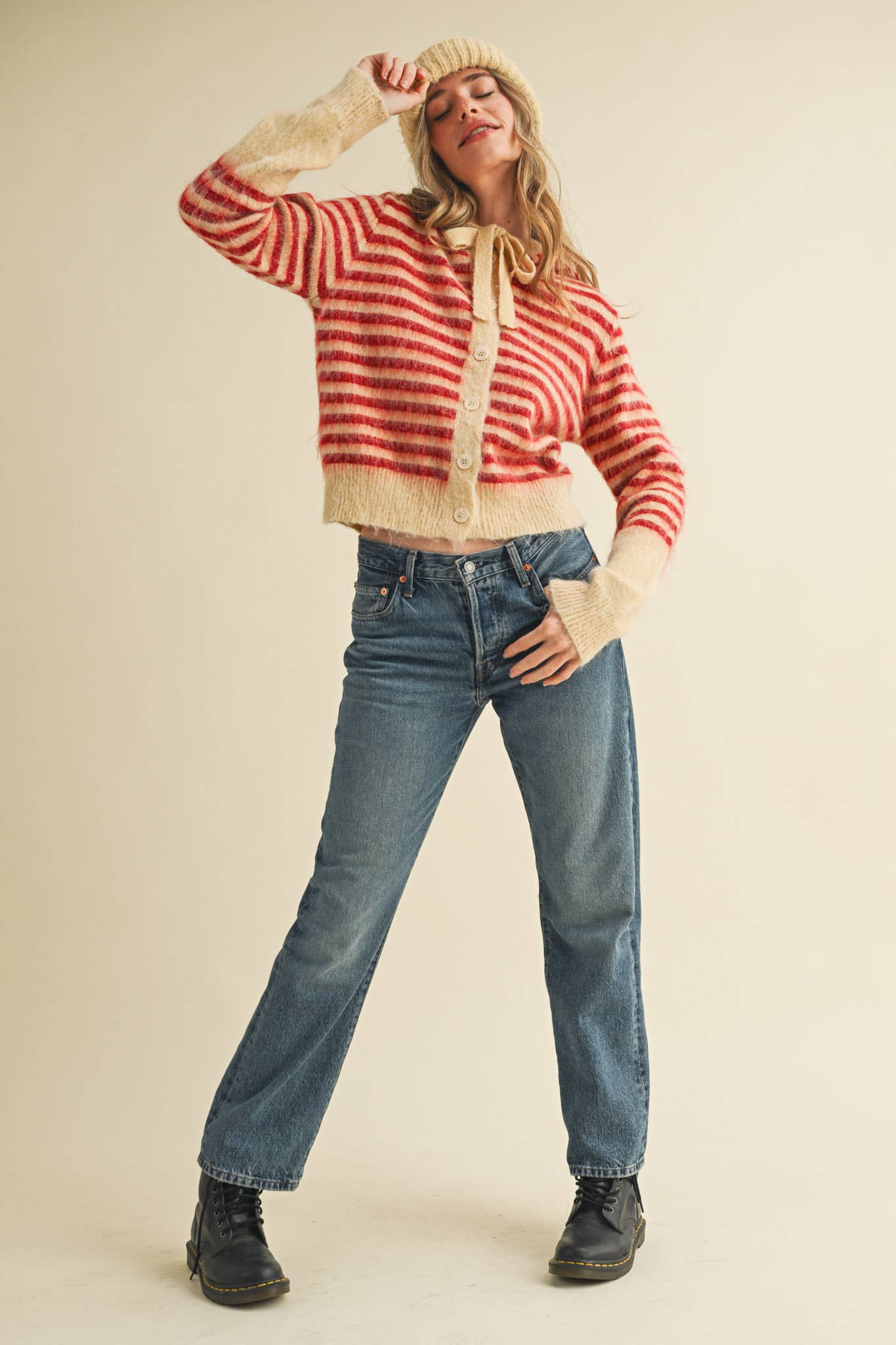 Striped Hoodie Sweater Cardigan