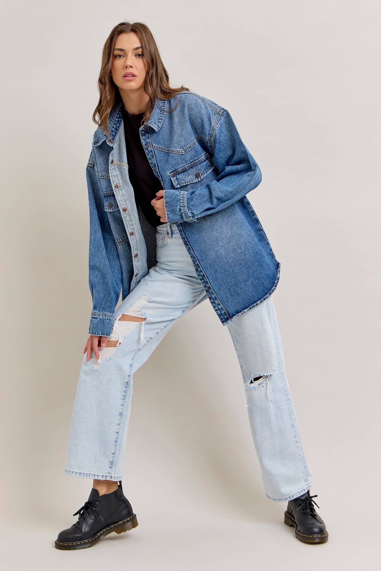 Medium Dark Classic Oversized Western Shirt