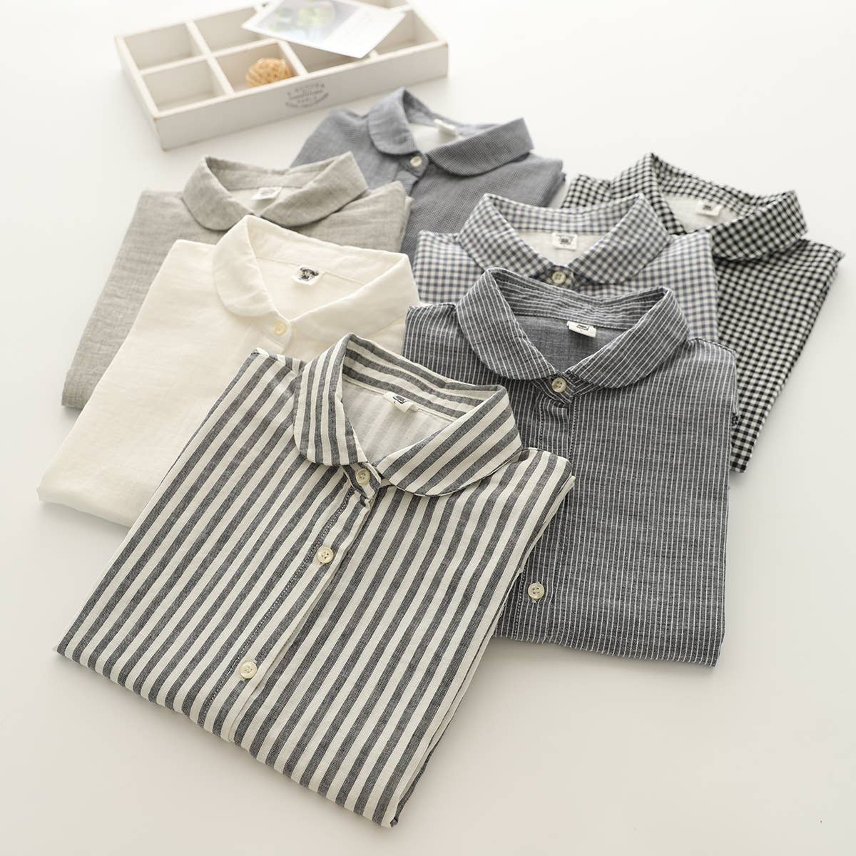 Gingham Soft Muslin Cotton Button-Down cap sleeve blouse