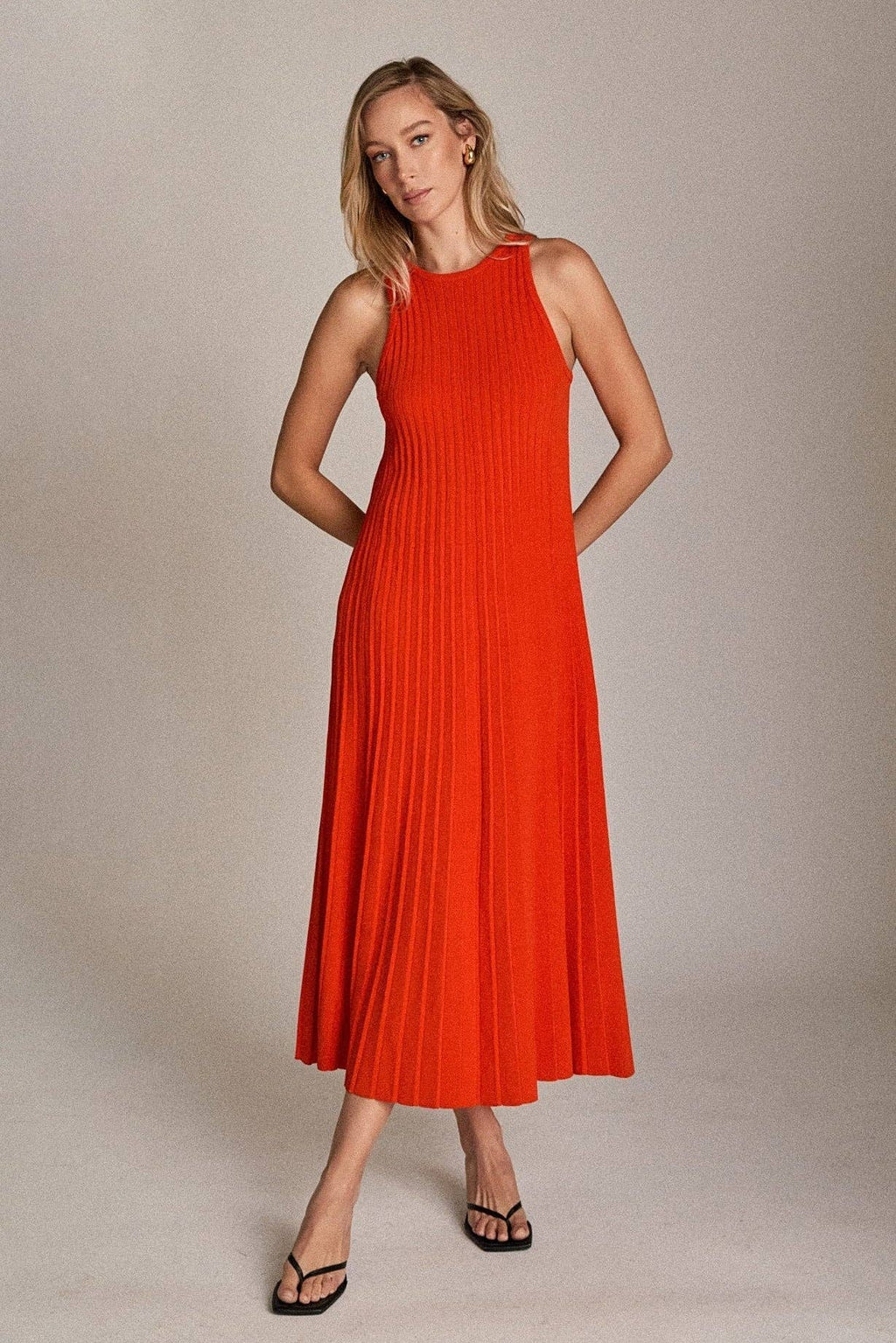Betsy Pleated A-line Knit Midi Dress