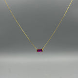 Gold Baguette Birthstone Necklace