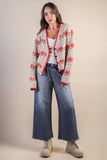 12W3524N-Floral Graphic Detail Knit Sweater Cardigan