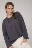 CREW NECK RIBBED LONG SLEEVE KNIT TOP (PRE-ORDER)