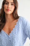Scallop Hem Cable Knit Cardigan