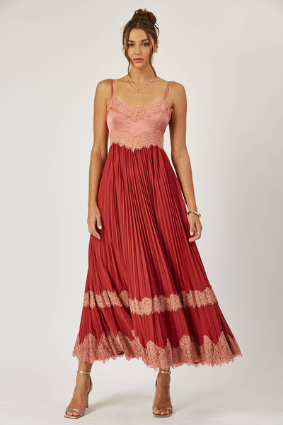 Saylor Colorblock Pleated Midi Dress