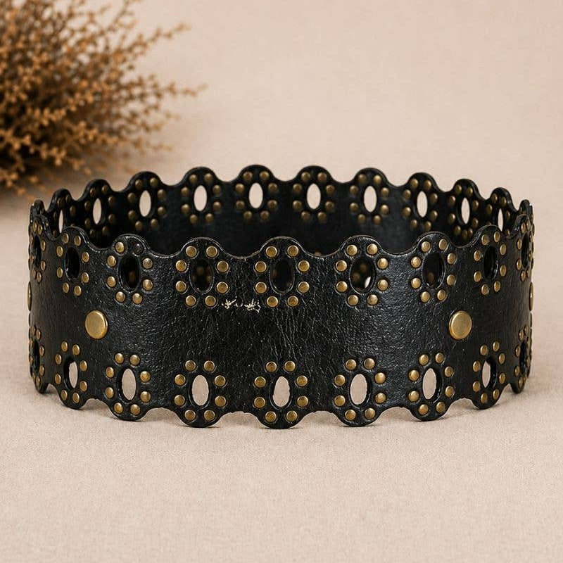 Draco Black Leather Sash Belt