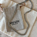 Simple silver layering curb link chain necklace