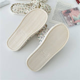 SMALL FLORAL BOW WATERPROOF THICK-SOLED SLIPPERS_CWMM2967: Beige / (8.5) 1