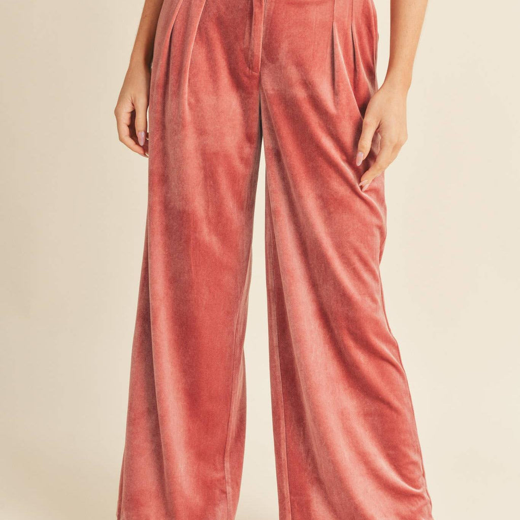 Wide Leg Velvet Trousers- CLEARANCE