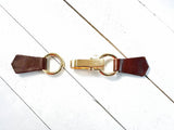 Gold Buckle & Brown Leather Cinch Clip for Dress, Cardigan