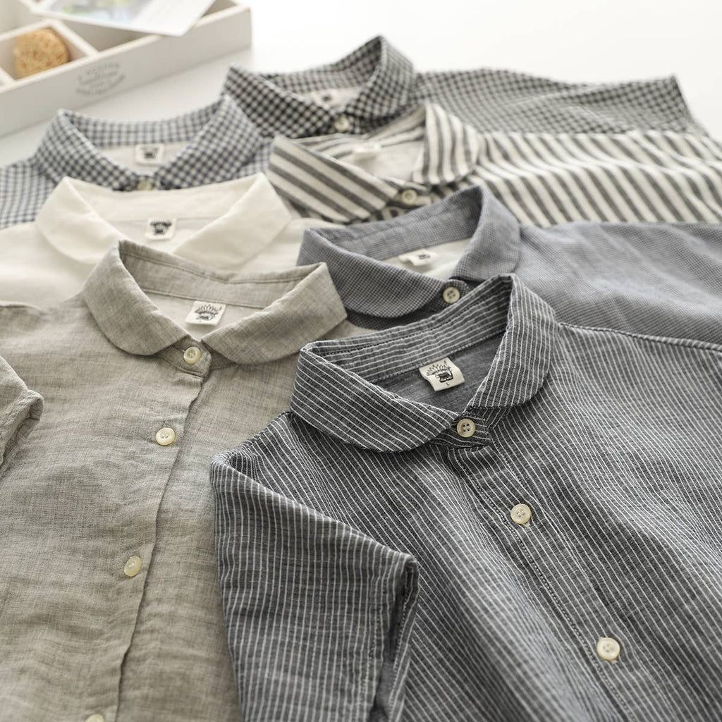 Gingham Soft Muslin Cotton Button-Down cap sleeve blouse