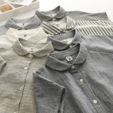 Gingham Soft Muslin Cotton Button-Down cap sleeve blouse