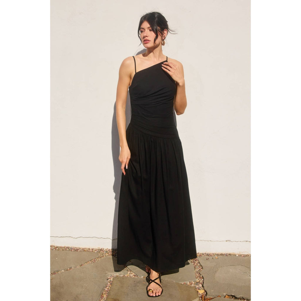 Heaven Sent Drop Waist Ruched Maxi Dress