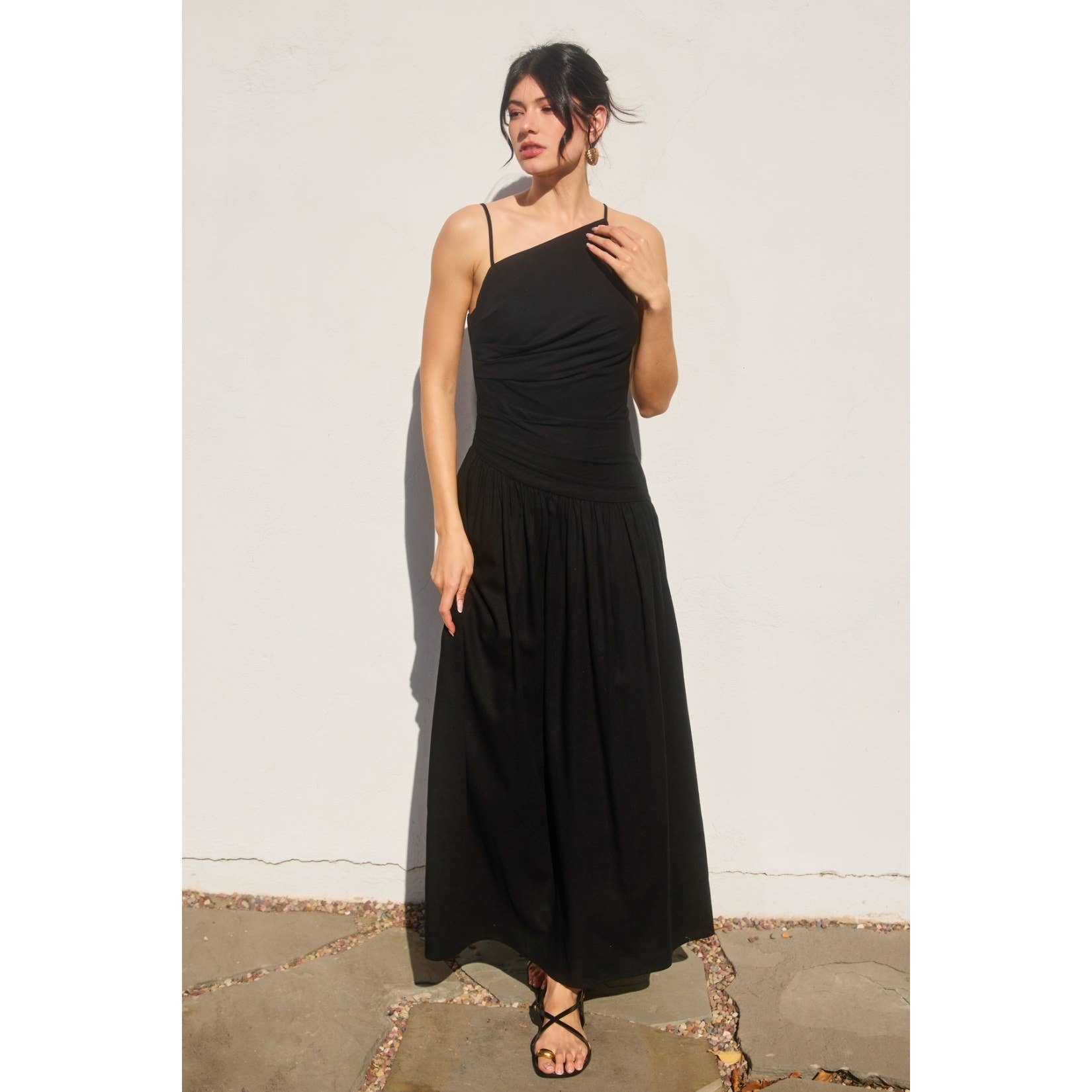 Heaven Sent Drop Waist Ruched Maxi Dress