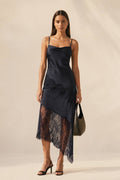 Ethereal Lace Inset Bias Cut Midi Slip Dress