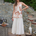 NAUTICAL PRINT SPAGHETTI STRAP MIDI DRESS