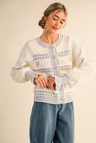 FLORAL RUFFLE SLEEVE SWEATER CARDIGAN MSW11097