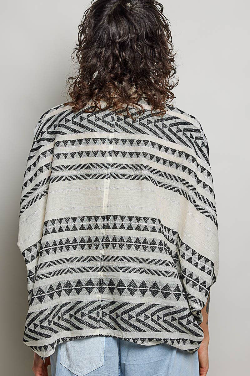 Raw Edge Paneled Oversized Button-Down Shirt