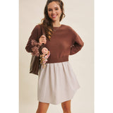 EASY COFFEE DATE BACK RIBBON TWOFER MINI SWEATER DRESS