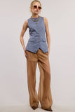 Linen Long-Line Buttoned Vest