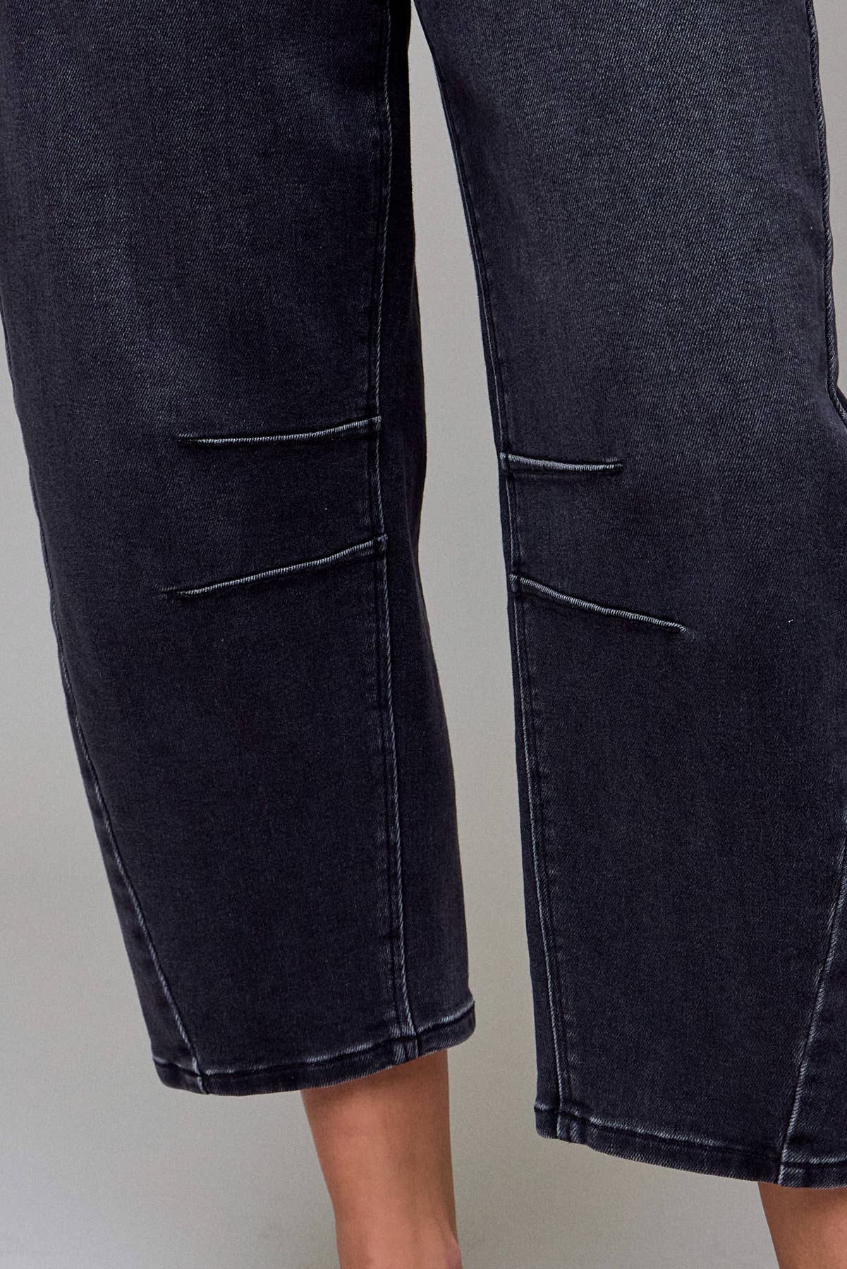 Medium Grey Stretch Cropped Barrel Jeans