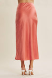 THICK SILKY SATIN BIAS CUT MAXI SKIRT: SPICED APPLE CIDER