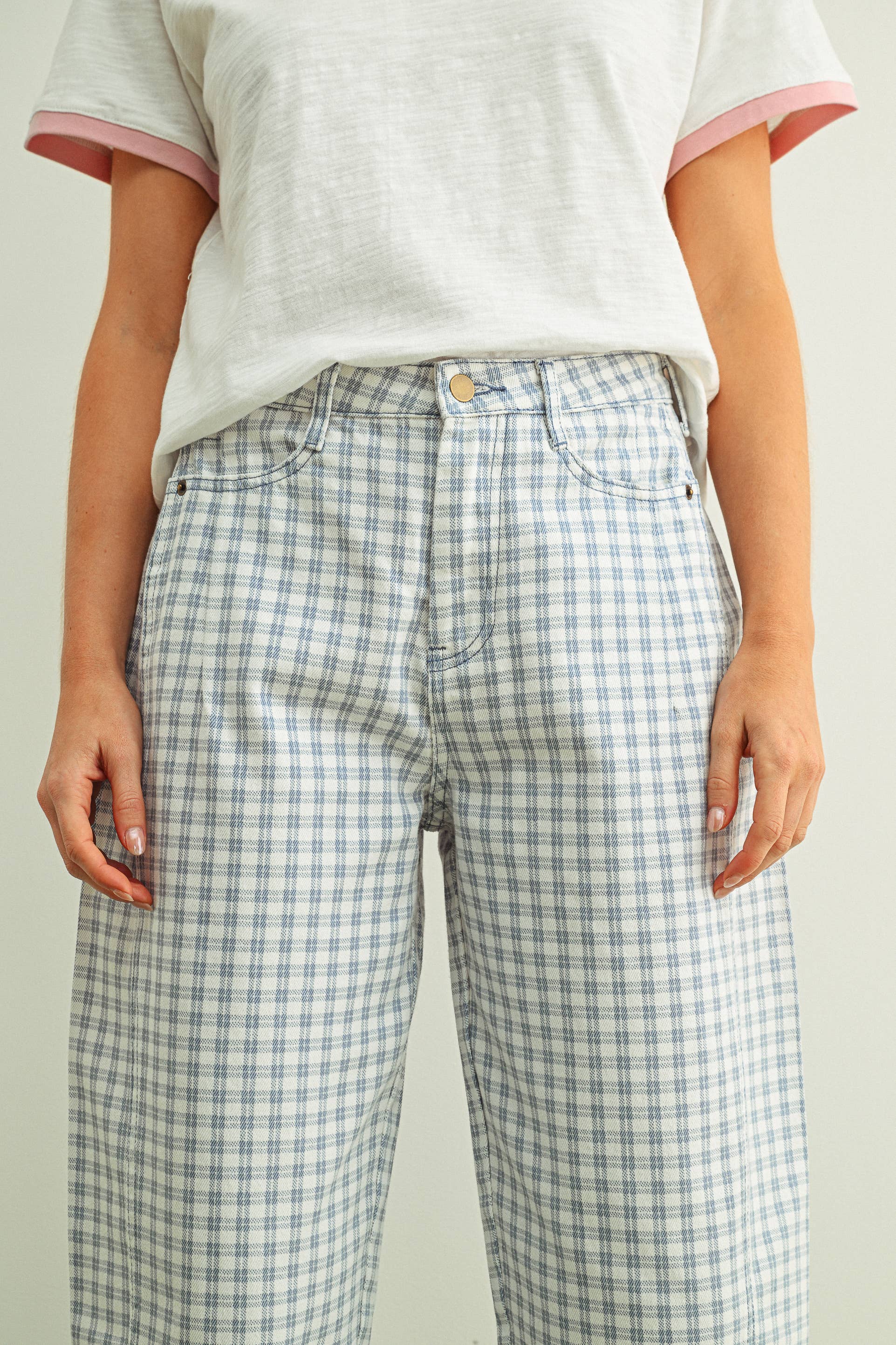 Mini Checker Barrel Pants - 6 Colors