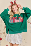 Christmas Sweatshirt Featuring Patchwork Gift box