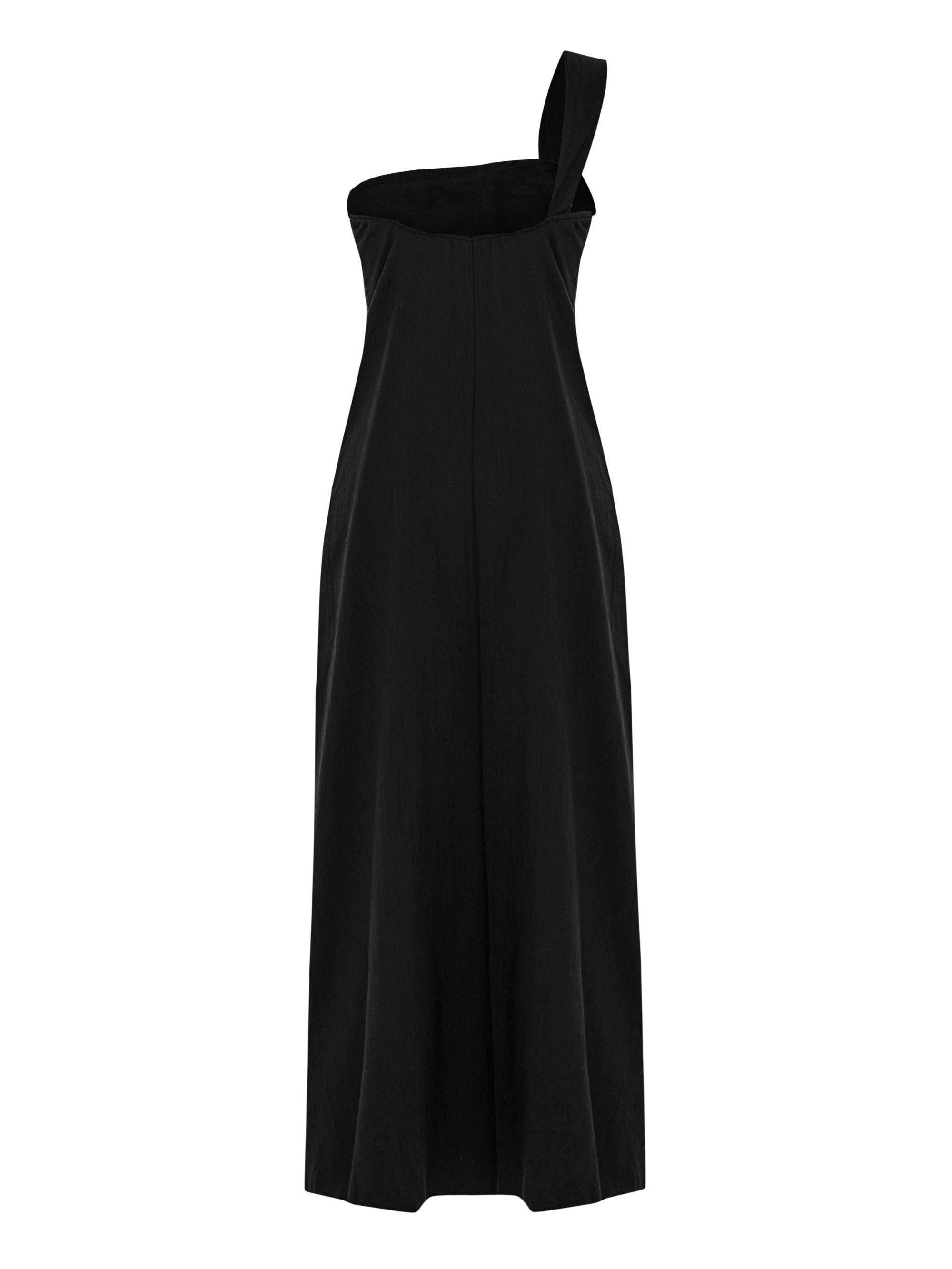 Pia One-Shoulder Cotton Maxi Dress – Black