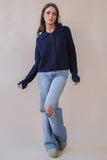 12W3445N-Heart Button Down Knit Sweater Cardigan