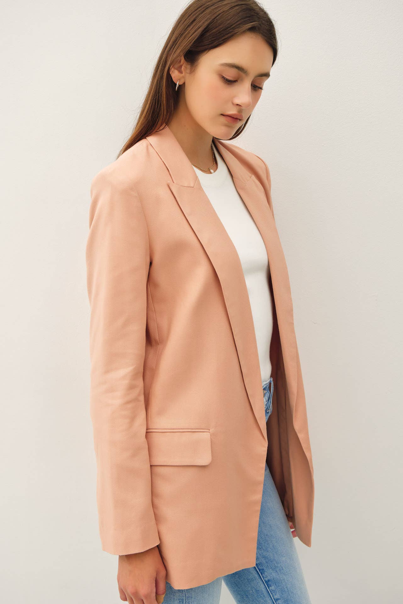 Classic Linen Oversized Blazer - Dusty Apricot