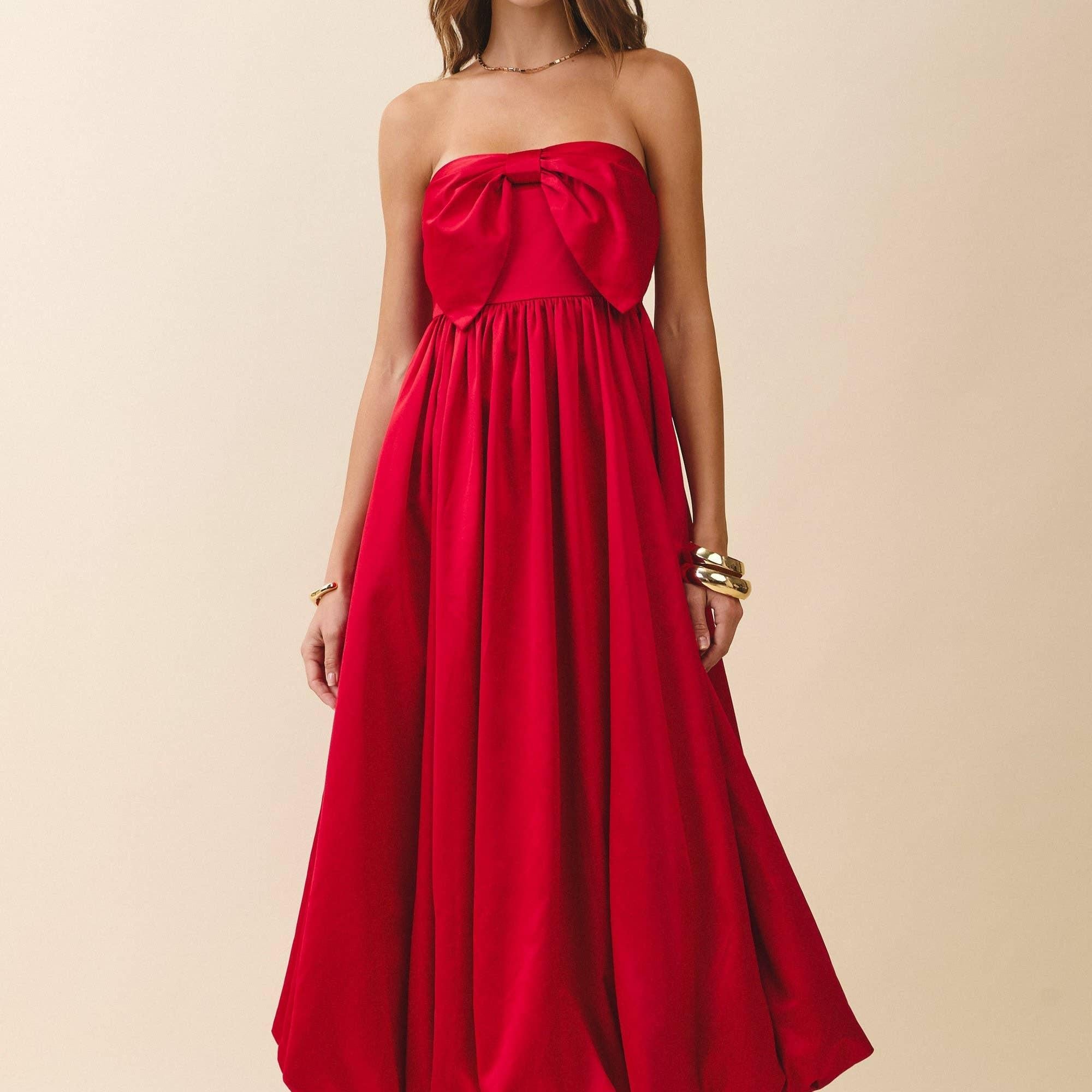Strapless Oversized Bow Detail Dress