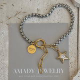 Star charm two tone silver and gold ombré pendant bracelet