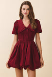 Puff Sleeve Shirred Bodice Bubble Dress
