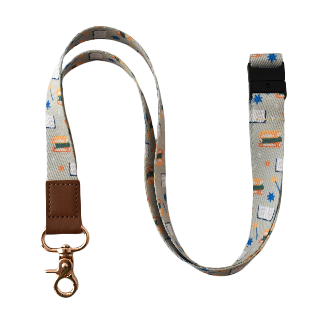 Book Pattern Lanyard- CLEARANCE