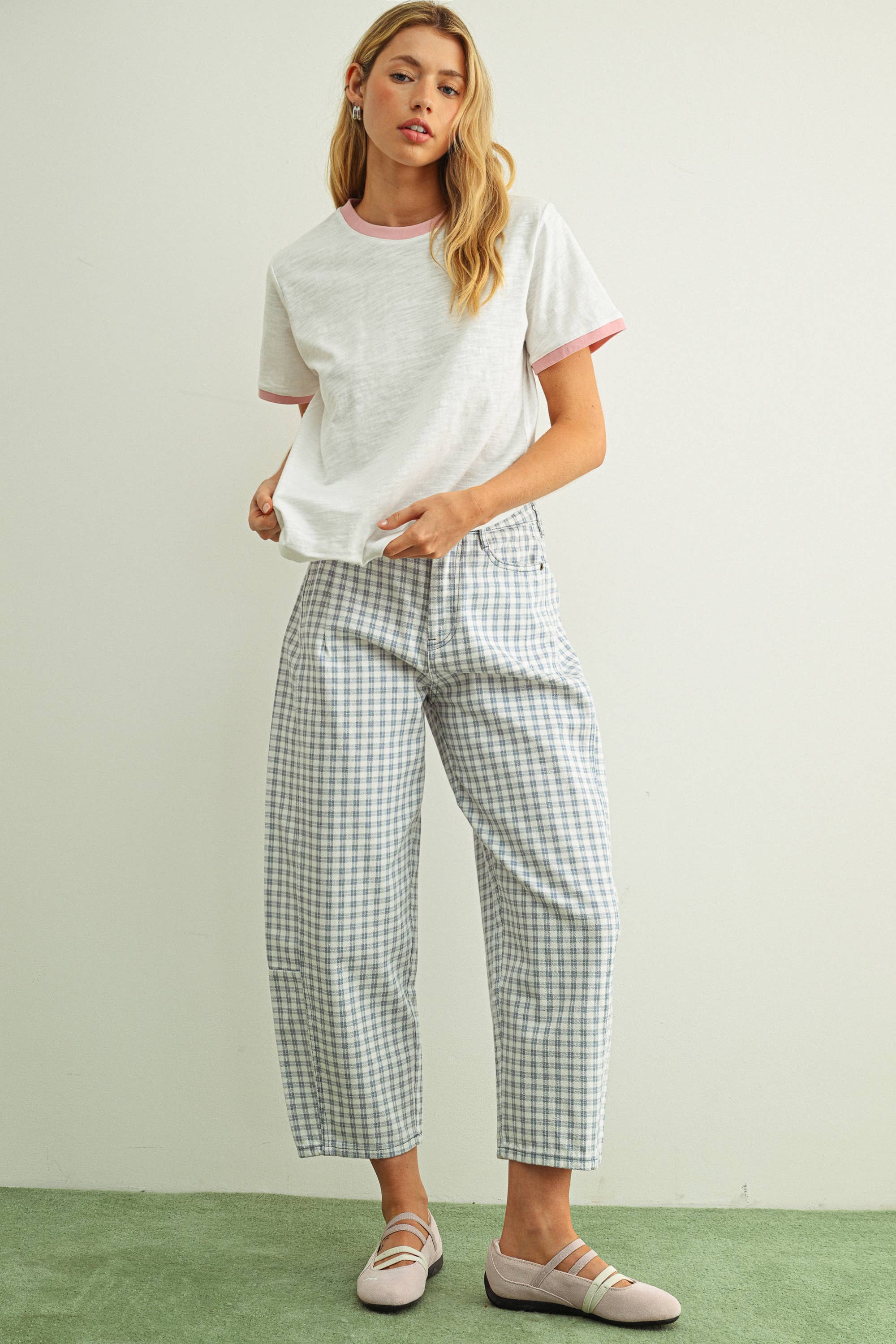 Mini Checker Barrel Pants - 6 Colors