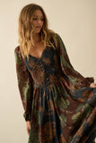 Floral-Print Smocked Sweetheart Maxi Peasant Dress