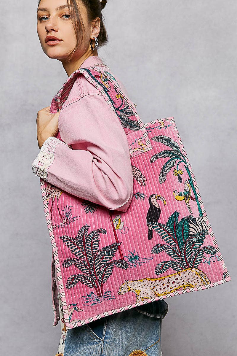 Everyday Quilted Striped Tote Bag
