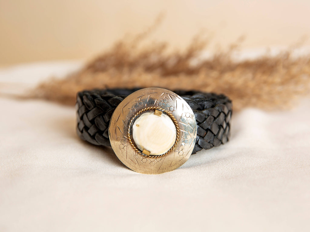NEPTUNE NARROW BLACK LEATHER BELT