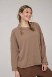 CREW NECK RIBBED LONG SLEEVE KNIT TOP (PRE-ORDER)
