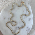 Snake chain herringbone flat link necklace gold filled 