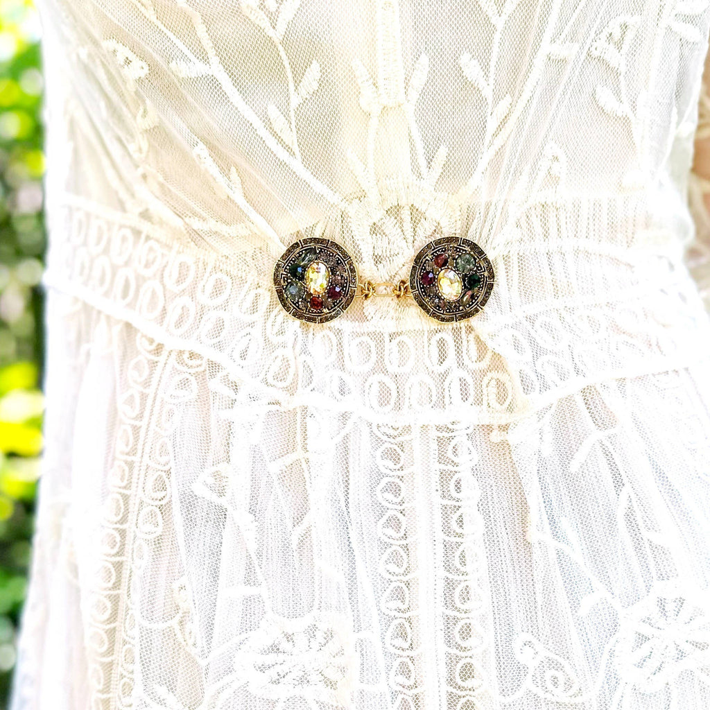 Bejeweled Gold Baroque Cinch Clip, Sweater Clasp KardiKlip