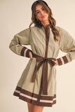 STRIPED BUTTON DOWN BELTED MINI DRESS MDR4225