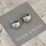 Hoop earrings rhodium plated thick hoop earrings chunky