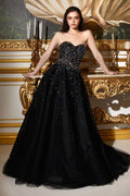 STRAPLESS BALL GOWN WITH JEWEL ACCENTS